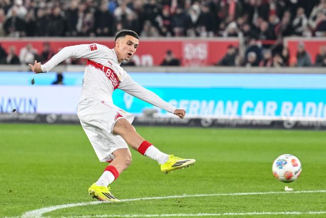 FILED - 15 March 2026, Baden-Württemberg, Stuttgart: VfB Stuttgart's Bilal El Khannouss in action during the German Bundesliga soccer match between VfB Stuttgart and RB Leipzig at MHPArena. Photo: Harry Langer/dpa