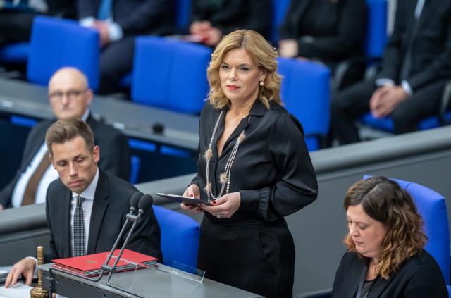 25 March 2026, Berlin: Julia Kloeckner, President of the German Parliament Bundestag, speaks during the government questioning in the plenary session of the German Parliament (Bundestag) in Berlin. Photo: Michael Kappeler/dpa
