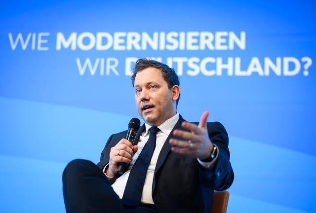 25 March 2026, Berlin: Lars Klingbeil, German Vice Chancellor, Minister of Finance and Chairman of the Social Democratic Party (SPD), speaks at the Bertelsmann Stiftung event "How do we modernize Germany?" at th
e Bertelsmann Representative Office. Photo: Bernd von Jutrczenka/dpa