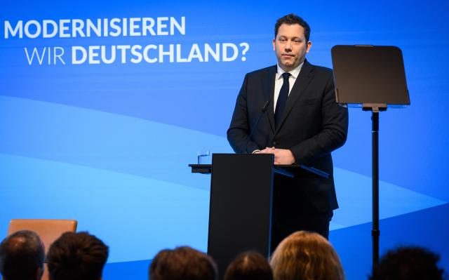 25 March 2026, Berlin: Lars Klingbeil, German Vice Chancellor, Minister of Finance and Chairman of the Social Democratic Party (SPD), speaks at the Bertelsmann Stiftung event "How do we modernize Germany?" at the Bertelsmann Representative Office. Photo: Bernd von Jutrczenka/dpa