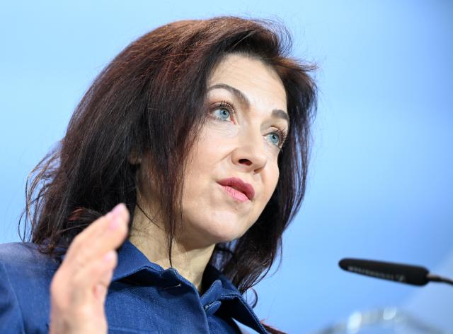 26 March 2026, Berlin: German Minister for Economic Affairs and Energy Katherina Reiche speaks at a joint press conference with Federal Environment Minister Carsten Schneider at the Federal Ministry for Economic Affairs and Energy to present the Chemical Industry Agenda. Photo: Lilli Förter/dpa