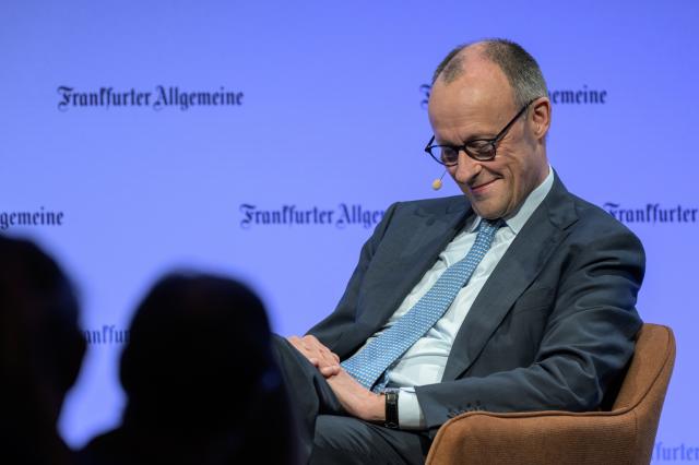 27 March 2026, Hesse, Frankfurt/Main: Germany's Chancellor Friedrich Merz speaks at the "FAZ" Congress. Photo: Hannes P. Albert/dpa