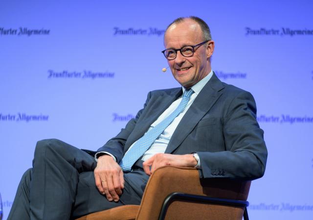 27 March 2026, Hesse, Frankfurt/Main: Germany's Chancellor Friedrich Merz speaks at the "FAZ" Congress. Photo: Hannes P. Albert/dpa