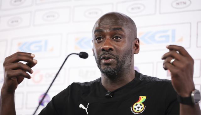29 March 2026, Stuttgart: Ghana national team coach Otto Addo attends a press conference at Stuttgart Arena, ahead of Monday's International Friendly soccer match against Germany. Photo: Christian Charisius/dpa - WICHTIGER HINWEIS: Gemäß den Vorgaben der DFL Deutsche Fußball Liga bzw. des DFB Deutscher Fußball-Bund ist es untersagt, in dem Stadion und/oder vom Spiel angefertigte Fotoaufnahmen in Form von Sequenzbildern und/oder videoähnlichen Fotostrecken zu verwerten bzw. verwerten zu lassen.