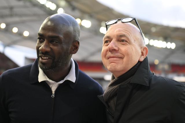 30 March 2026, Baden-Wuerttemberg, Stuttgart: President of the German Football Association (DFB) Bernd Neuendorf poses for a photo with 
Ghana's national team coach Otto Addo prior to the start of the International Friendly soccer match between Germany and G
hana at MHP Arena. Photo: Marijan Murat/dpa - WICHTIGER HINWEIS: Gemäß den Vorgaben der DFL Deutsche Fußball Liga bzw. des DFB Deutscher Fußball-Bund ist es untersagt, in dem Stadion und/oder vom Spiel angefertigte Fotoaufnahmen in Form von Sequenzbildern und/oder videoähnlichen Fotostrecken zu verwerten bzw. verwerten zu lassen.