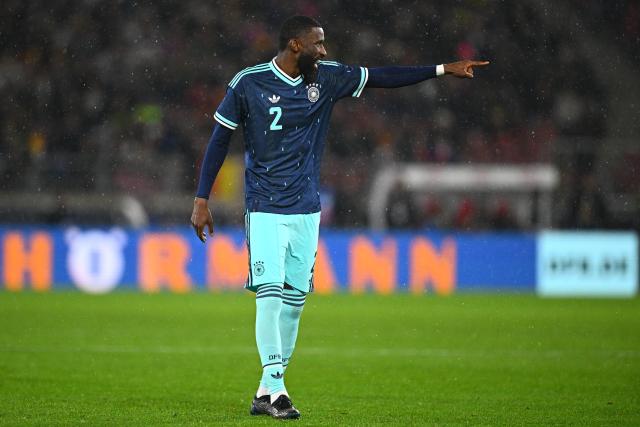 30 March 2026, Baden-Wuerttemberg, Stuttgart: Germany's Antonio Ruediger reacts during the International Friendly soccer match between Germany and Ghana at MHP Arena. Photo: Tom Weller/dpa - WICHTIGER HINWEIS: Gemäß den Vorgaben der DFL Deutsche Fußball Liga bzw. des DFB Deutscher Fußball-Bund ist es untersagt, in dem Stadion und/oder vom Spiel angefertigte Fotoaufnahmen in Form von Sequenzbildern und/oder videoähnlichen Fotostrecken zu verwerten bzw. verwerten zu lassen.