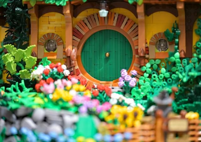01 April 2026, Bavaria, Munich: A Lego hobbit hole is on display at "Out of the Blox," a Lego building space for adults that has opened in Munich. Photo: Florian Diettrich/dpa