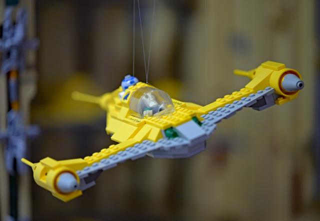 01 April 2026, Bavaria, Munich: A Lego jet is on display at "Out of the Blox," a Lego building space for adults that has opened in Munich. Photo: Florian Diettrich/dpa