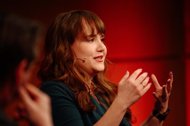 FILED - 12 March 2026, Hamburg: Ricarda Lang, a member of the Bundestag and former chair of the Alliance 90/The Greens party, speaks during the "STERN-STUNDE" talk titled "What Does Taking a Stand Cost?" at the Koerber Foundation. Photo: Gregor Fischer/dpa