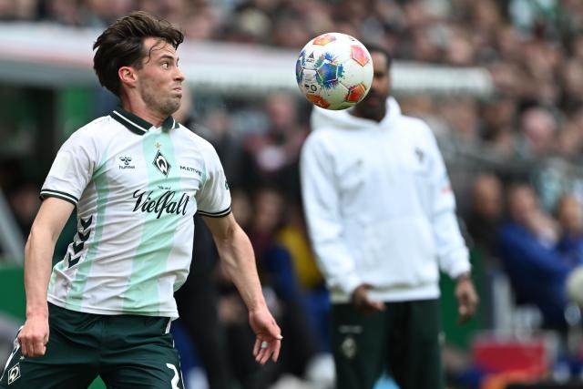 FILED - 04 April 2026, Bremen: Bremen's Olivier Deman on the ball during the German Bundesliga soccer match between SV Werder Bremen and RB Leipzig at Weserstadion. Photo: Carmen Jaspersen/dpa - IMPORTANT NOTICE: DFL and DFB regulations prohibit any use of photographs as image sequences and/or quasi-video.