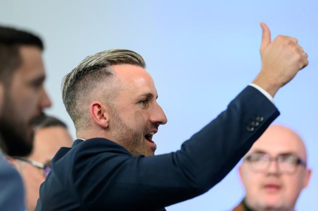 11 April 2026, Saxony-Anhalt, Magdeburg: Ulrich Siegmund, lead candidate for the 2026 state election and co-chair of the Alternative for Germany (AfD) parliamentary group in Saxony-Anhalt, speaks at the conclusion of the AfD state party convention in Magdeburg. Delegates at the convention have previously adopted the party's platform for the 2026 state election. Photo: Hendrik Schmidt/dpa