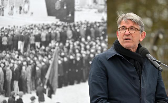 12 April 2026, Thuringia, Weimar: German Minister of State for Culture Wolfram Weimer speaks during the ceremony marking the 81st anniversary of the liberation of the Buchenwald concentration camp. Photo: Martin Schutt/dpa