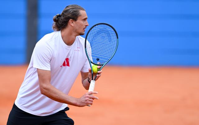 13 April 2026, Bavaria, Munich: German tennis player Alexander Zverev in action on the practice court, ahead of the Bavarian International Tennis Championships. Photo: Sven Hoppe/dpa