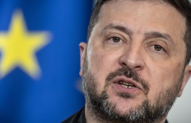 14 April 2026, Berlin: Ukrainian President Volodymyr Zelensky speaks during a joint press conference with German Chancellor Friedrich Merz at the Federal Chancellery during the German-Ukrainian government consultations. Photo: Michael Kappeler/dpa