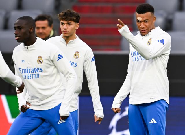 14 April 2026, Bavaria, Munich: Real Madrid's Kylian Mbappe takes part the team's training session ahead of Wednesday's UEFA Champions League second leg quarter-final soccer match against Bayern Munich. Photo: Sven Hoppe/dpa