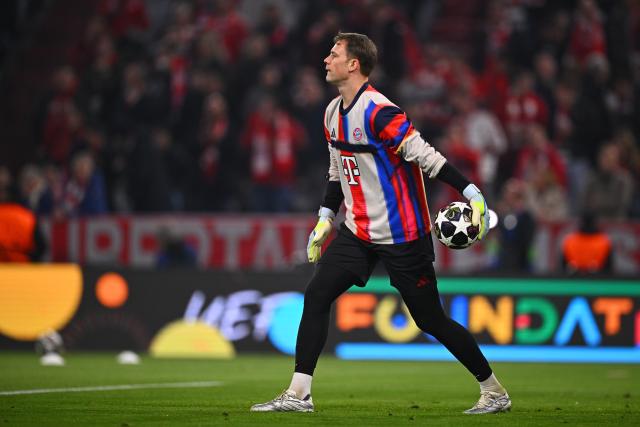 15 April 2026, Bavaria, Munich: Bayern Munich goalkeeper Manuel Neuer warms up prior to the start of the UEFA Champions League Quarterfinal Second Leg soccer match between Bayern Munich and Real Madrid at Allianz Arena. Photo: Tom Weller/dpa