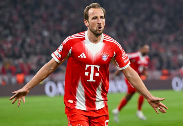 15 April 2026, Bavaria, Munich: Bayern Munich's Harry Kane celebrates scoring his side's second goal during the UEFA Champions League Quarterfinal Second Leg soccer match between Bayern Munich and Real Madrid at Allianz Arena. Photo: Sven Hoppe/dpa