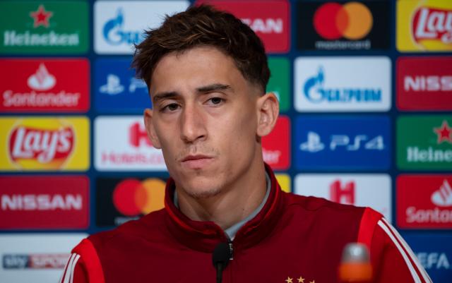 FILED - 05 November 2019, Bavaria, Munich: Olympiacos FC's Konstantinos Tsimikas attends a press conference ahead of Wednesday's UEFA Champions League Group B soccer match against FC Bayern Munich. Photo: Sven Hoppe/dpa
