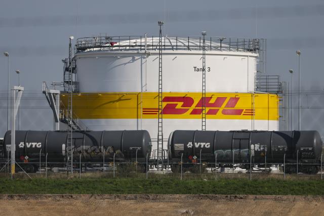17 April 2026, Saxony, Schkeuditz: View of the DHL fuel depot at Leipzig/Halle Airport. According to the aviation association BDL, the faltering supply of kerosene could soon lead to noticeable cuts in flight services. Photo: Jan Woitas/dpa