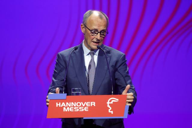 19 April 2026, Lower Saxony, Hanover: German Chancellor Friedrich Merz speaks at the opening of the Hanover Trade Fair. Photo: Michael Matthey/dpa