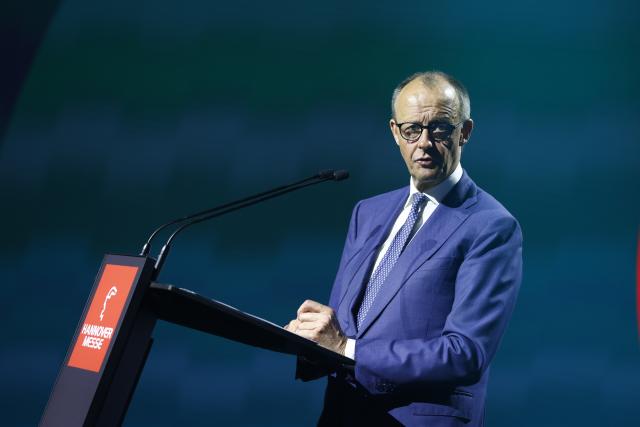 20 April 2026, Lower Saxony, Hanover: German Chancellor Friedrich Merz speaks during the opening of the Hannover Messe. Brazil is the partner country at this year's Hannover Messe. Photo: Moritz Frankenberg/dpa