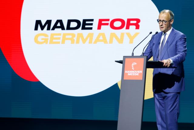 20 April 2026, Lower Saxony, Hanover: German Chancellor Friedrich Merz speaks during the opening of the Hannover Messe. Brazil is the partner country at this year's Hannover Messe. Photo: Moritz Frankenberg/dpa