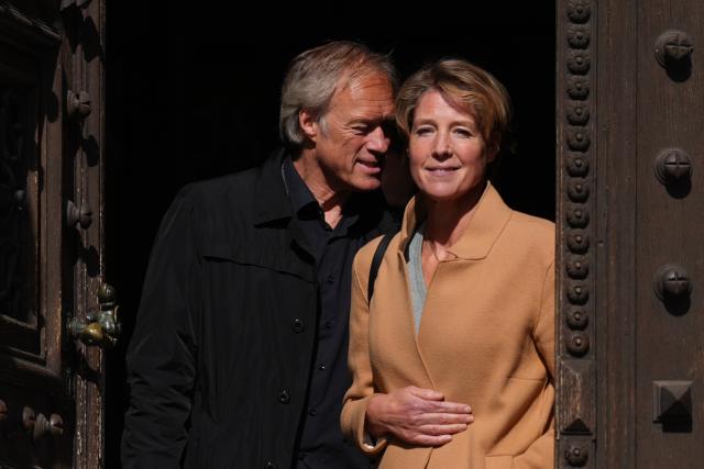 20 April 2026, Hamburg: Christina Block (R), German restaurateur and entrepreneur, arrives at the courtroom for the trial over alleged child abduction at Hamburg Regional Court. Photo: Marcus Brandt/dpa
