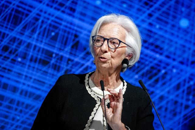 20 April 2026, Berlin: Christine Lagarde, President of the European Central Bank (ECB), speaks at the annual reception marking the 75th anniversary of the Federal Association of German Banks. Photo: Kay Nietfeld/dpa