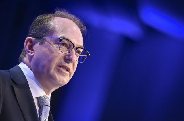 21 April 2026, Berlin: German Minister of the Interior Alexander Dobrindt  speaks at the Federal Congress of the German Police Union (DPolG) at the Estrel Congress Center. Photo: Jens Kalaene/dpa