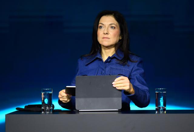 21 April 2026, Lower Saxony, Hanover: German Economics Minister Katherina Reiche speaks at a panel discussion on artificial intelligence in industry during the Hannover Messe industrial trade fair. Photo: Julian Stratenschulte/dpa