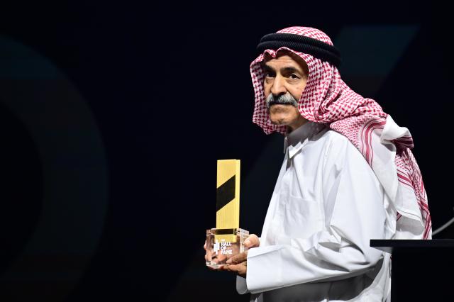21 April 2026, Berlin: FIBA President Sheikh Saud Ali Al Thani takes part in the 2026 FIBA Hall of Fame induction ceremony. Photo: Sebastian Gollnow/dpa