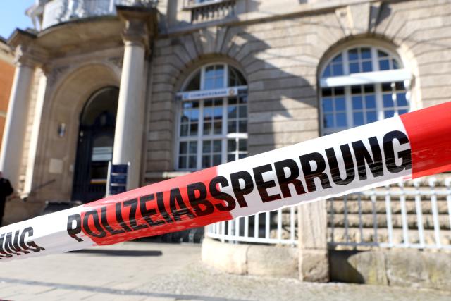 23 April 2026, Saxony-Anhalt, Quedlinburg: View of a bank branch in Quedlinburg where an ATM was blown up early this morning. The branch was badly damaged. Photo: Matthias Bein/dpa