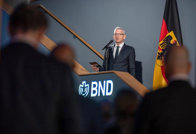 23 April 2026, Berlin: Martin Jaeger, President of the BND, speaks at the reception to mark the 70th anniversary of the Federal Intelligence Service. The German foreign intelligence service BND began its work on April 1, 1956. Photo: Michael Kappeler/dpa