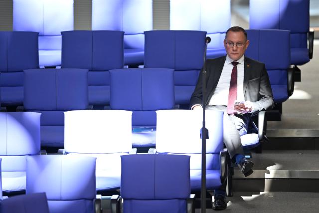 23 April 2026, Berlin: Tino Chrupalla, federal chairman and parliamentary group leader of the AfD in the Bundestag, takes part in a session of the Bundestag. One of the topics is the so-called "only yes means yes" rule in sexual criminal law. Photo: Markus Lenhardt/dpa