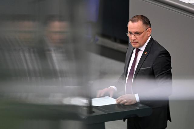 23 April 2026, Berlin: Tino Chrupalla, federal chairman and parliamentary group leader of the AfD in the Bundestag, speaks at a session of the Bundestag. The topic of a topical hour is the Amadeu Antonio Foundation. Photo: Markus Lenhardt/dpa