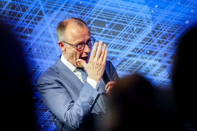 FILED - 20 April 2026, Berlin: Friedrich Merz, Germany's Chancellor, speaks at the annual reception marking the 75th anniversary of the Federal Association of German Banks. Photo: Kay Nietfeld/dpa