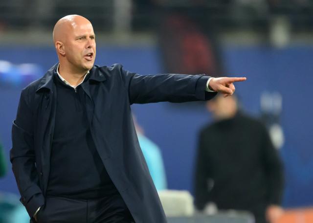 FILED - 23 October 2024, Leipzig: Liverpool coach Arne Slot gestures during the UEFA Champions League soccer match between RB Leipzig and Liverpool FC at Red Bull Arena stadium. Photo: Robert Michael/dpa