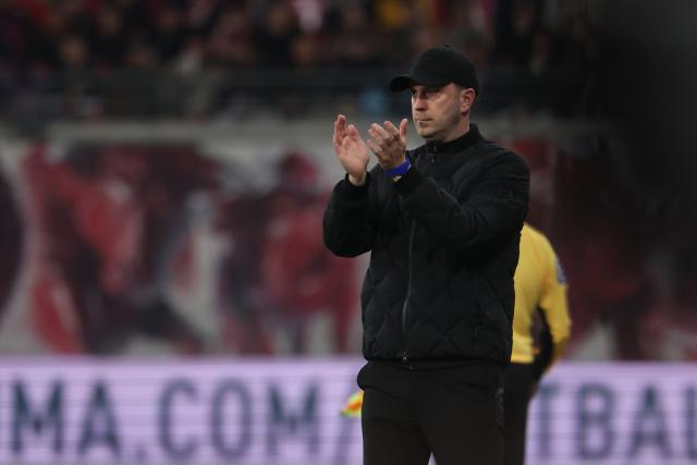 24 April 2026, Saxony, Leipzig: Leipzig coach Ole Werner gestures from the touchline during the German Bundesliga soccer match between RB Leipzig and 1. FC Union Berlin at Red Bull Arena. Photo: Jan Woitas/dpa - IMPORTANT NOTICE: DFL and DFB regulations prohibit any use of photographs as image sequences and/or quasi-video.