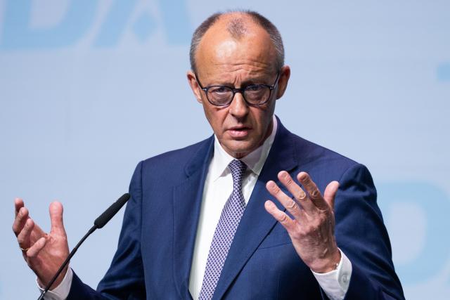 25 April 2026, Hesse, Marburg: German Chancellor Friedrich Merz speaks at the 41st Federal Conference of the Christian Democratic Workers' Association (CDA). Photo: Florian Wiegand/dpa