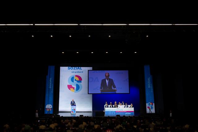 25 April 2026, Hesse, Marburg: German Chancellor Friedrich Merz speaks at the 41st Federal Conference of the Christian Democratic Workers' Association (CDA). Photo: Florian Wiegand/dpa