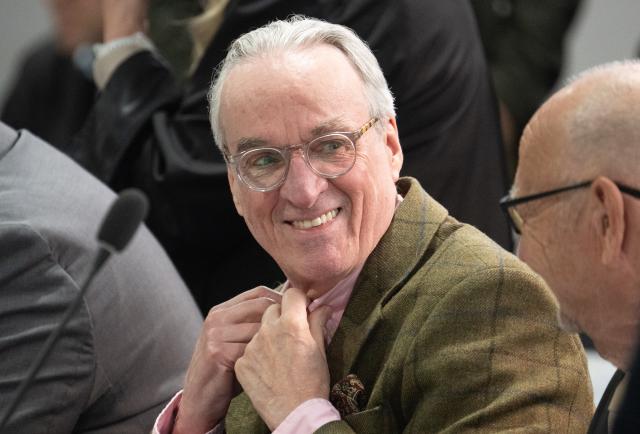 28 April 2026, Hesse, Frankfurt/Main: Henry the XIII Prince Reuss, the main defendant in the Reichsbuerger trial, sits in the dock as the trial continues. The federal prosecution accuses the nine defendants of having been members of or having supported a terrorist organization. The aim of the association was to violently eliminate the existing state order in Germany. Photo: Boris Roessler/dpa Pool/dpa