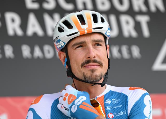FILED - 01 May 2024, Hesse, Eschborn: German cyclist John Degenkolb from Team DSM-Firmenich PostNL takes part in the rider presentation, during the UCI WorldTour. Photo: Arne Dedert/dpa