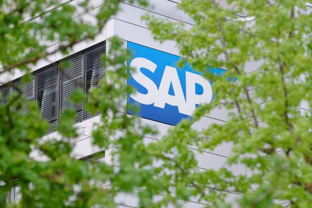 05 May 2026, Baden-Württemberg, Walldorf: The logo of the software group SAP is displayed on the company's main building. The Group is holding its virtual Annual General Meeting there on Tuesday. Photo: Uwe Anspach/dpa