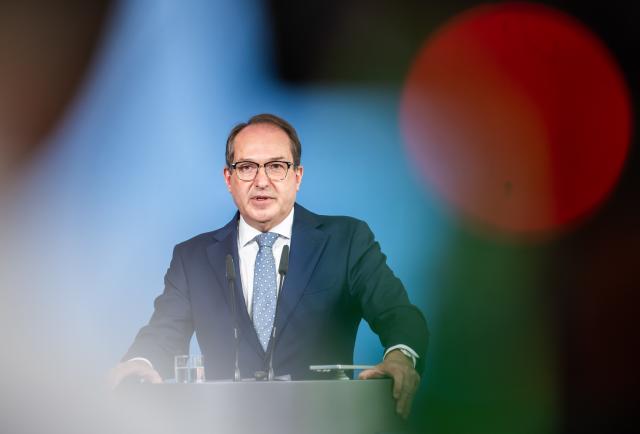 05 May 2026, Berlin: German Minister of the Interior Alexander Dobrindt speaks during a press conference to discuss his achievements following his first year as Minister of the Interior in the federal government under Chancellor Friedrich Merz. Photo: Michael Kappeler/dpa
