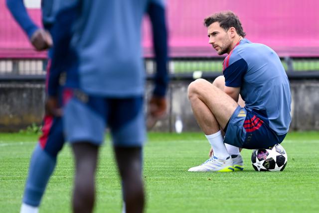 05 May 2026, Bavaria, Munich: Bayern Munich's Leon Goretzka takes part in a training session at Saebener Strasse, ahead of the UEFA Champions League semifinal 2nd leg soccer match against Paris Saint-Germain. Photo: Sven Hoppe/dpa