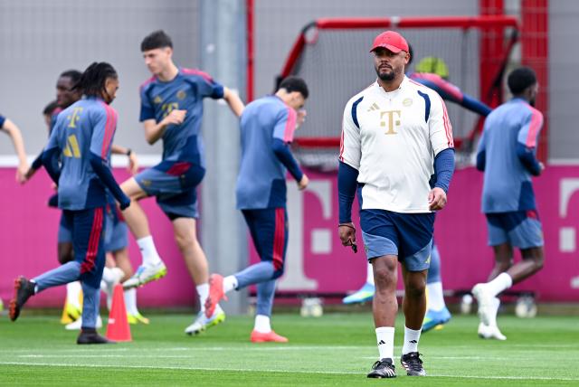 05 May 2026, Bavaria, Munich: Bayern Munich coach Vincent Kompany leads a training session at Saebener Strasse, ahead of the UEFA Champions League semifinal 2nd leg soccer match against Paris Saint-Germain. Photo: Sven Hoppe/dpa