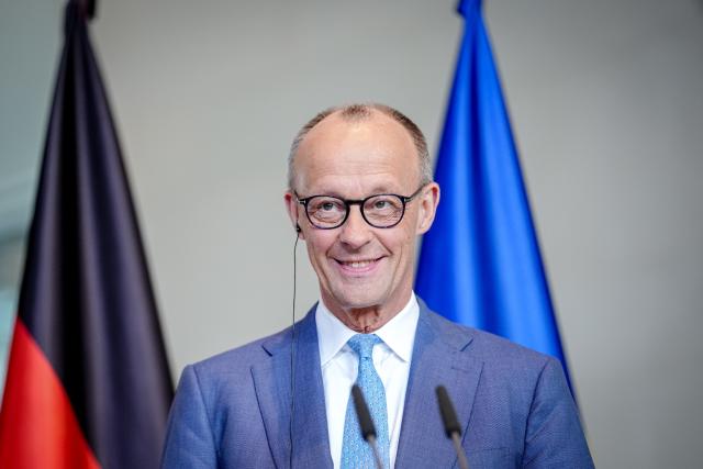 05 May 2026, Berlin: German Chancellor Friedrich Merz holds a joint press conference with Portugal's Prime Minister Luis Montenegro (not pictured) at the German Chancellery in Berlin. Photo: Kay Nietfeld/dpa