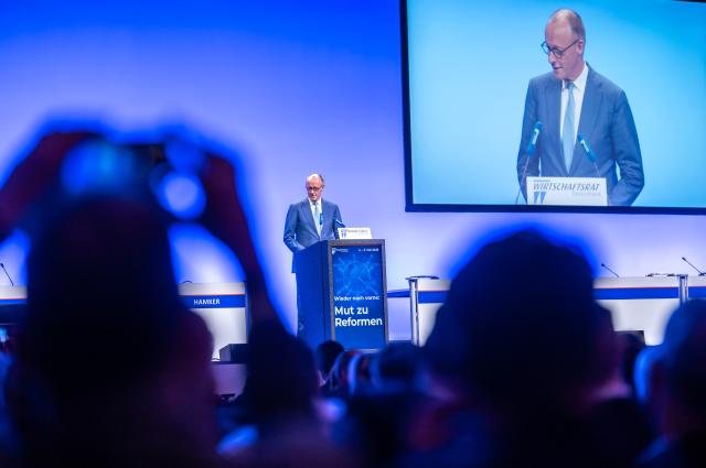 05 May 2026, Berlin: German Chancellor Friedrich Merz speaks during the Economic Day of the Christian Democratic Union (CDU) Economic Council. Photo: Michael Kappeler/dpa