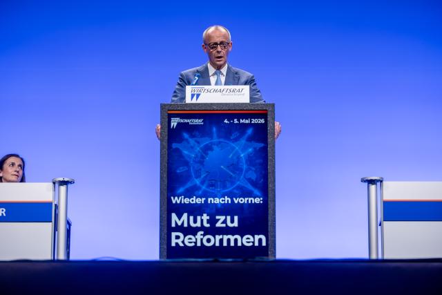 05 May 2026, Berlin: German Chancellor Friedrich Merz speaks during the Economic Day of the Christian Democratic Union (CDU) Economic Council. Photo: Michael Kappeler/dpa