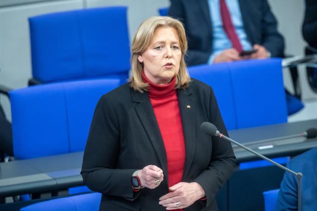 06 May 2026, Berlin: German Minister of Labor and Social Affairs Barbel Bas speaks during the question period in the plenary session of the Bundestag. Photo: Michael Kappeler/dpa